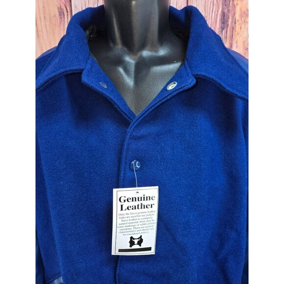VTG Rock Creek Varsity Jacket XL Navy Wool Leather Letterman NWT Deadstock - Picture 3 of 13